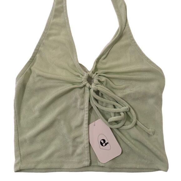 NWT RARE Elodie Lime Halter Tie Crop Top Size L - Picture 5 of 14